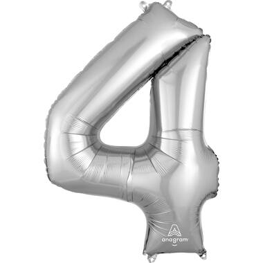 Foil balloon - Number - 4 - Silver - 86 cm